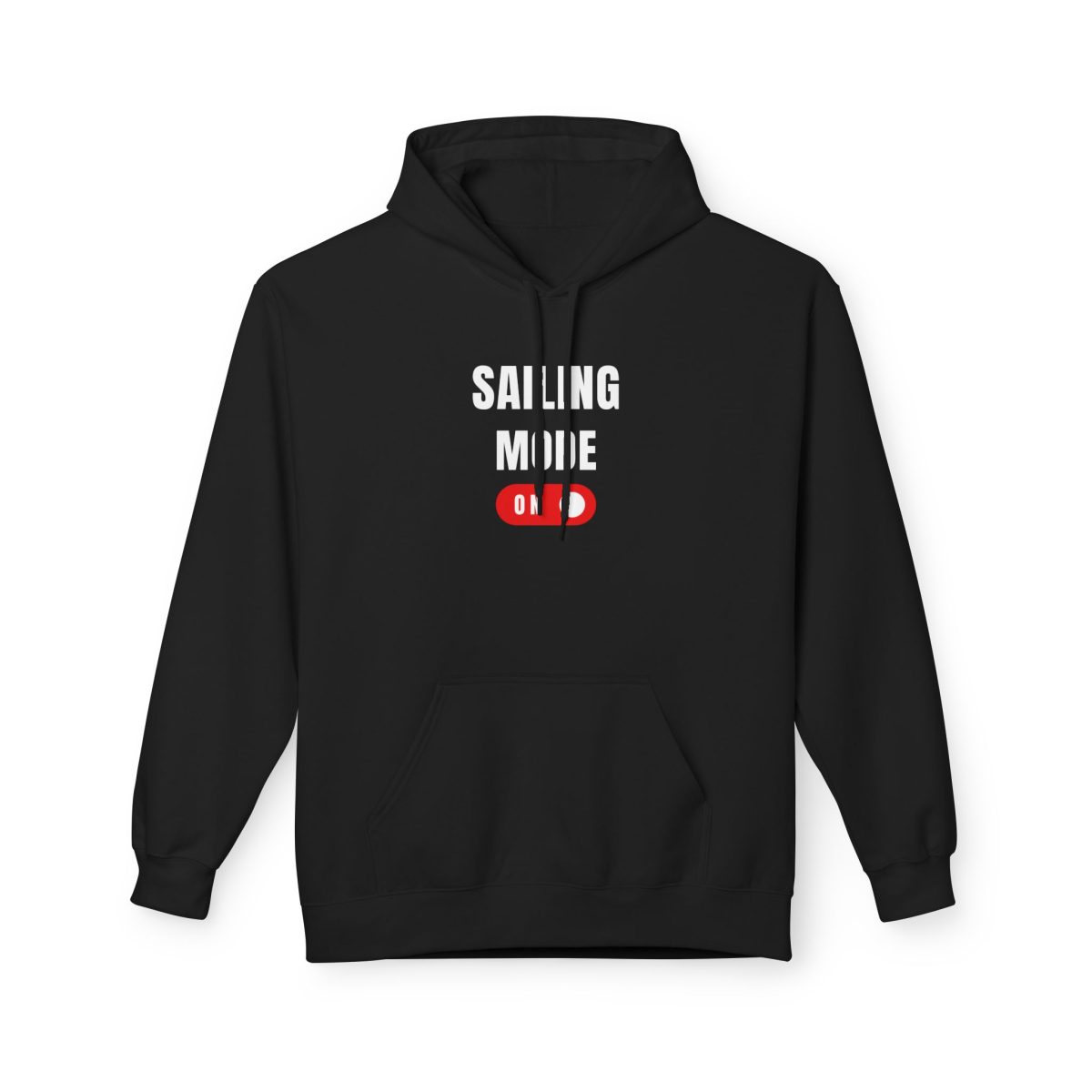 Sailing Mode ON front black minimalist print sailing hoodie for urban sea lovers