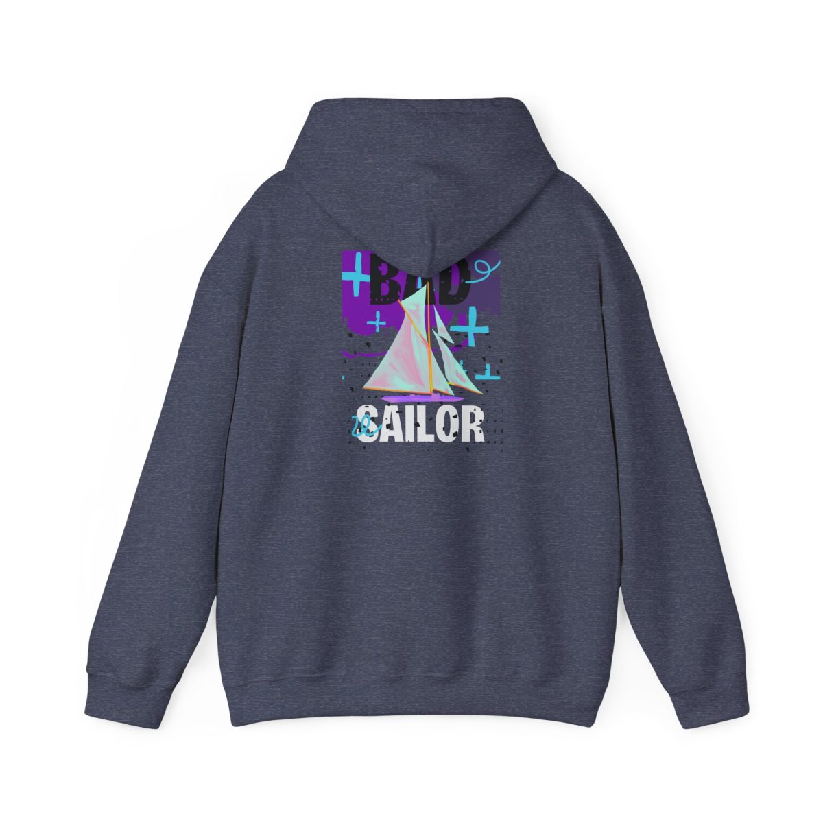 Bad Sailor Heather Sport Dark Navy nautical design hoodie for urban sea lovers
