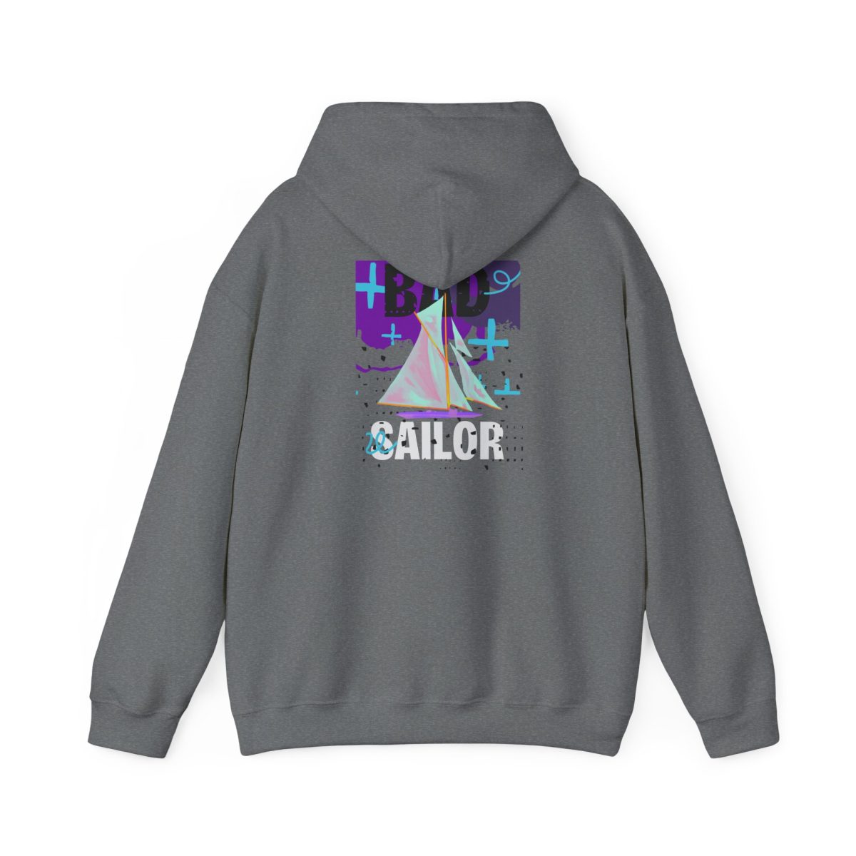 Bad Sailor Graphite Heather nautical design hoodie for urban sea lovers