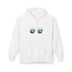 Yachting hoodie with retro sunset sailing graphic and “Stay Happy, Sail Away” design