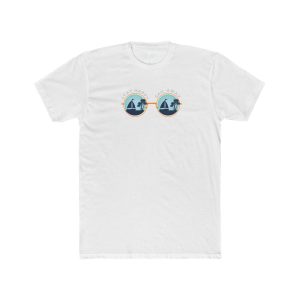 White sailors t-shirt with coastal sunglasses graphic and nautical lifestyle design